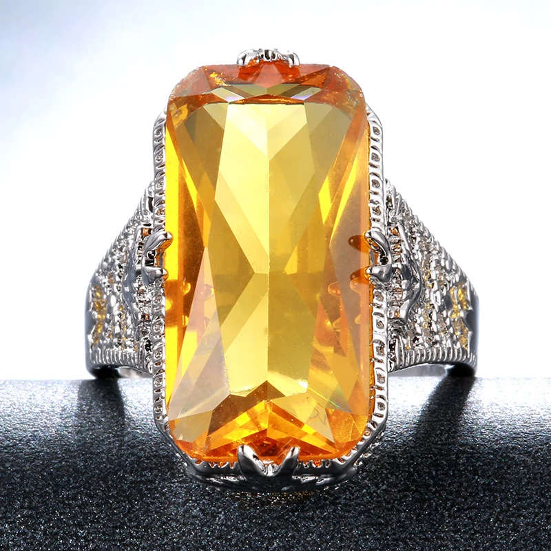 

Wong Rain Vintage 100% 925 Sterling Silver Huge Citrine Gemstone Wedding Engagement Ring Fine Jewelry Wholesale Drop Shipping