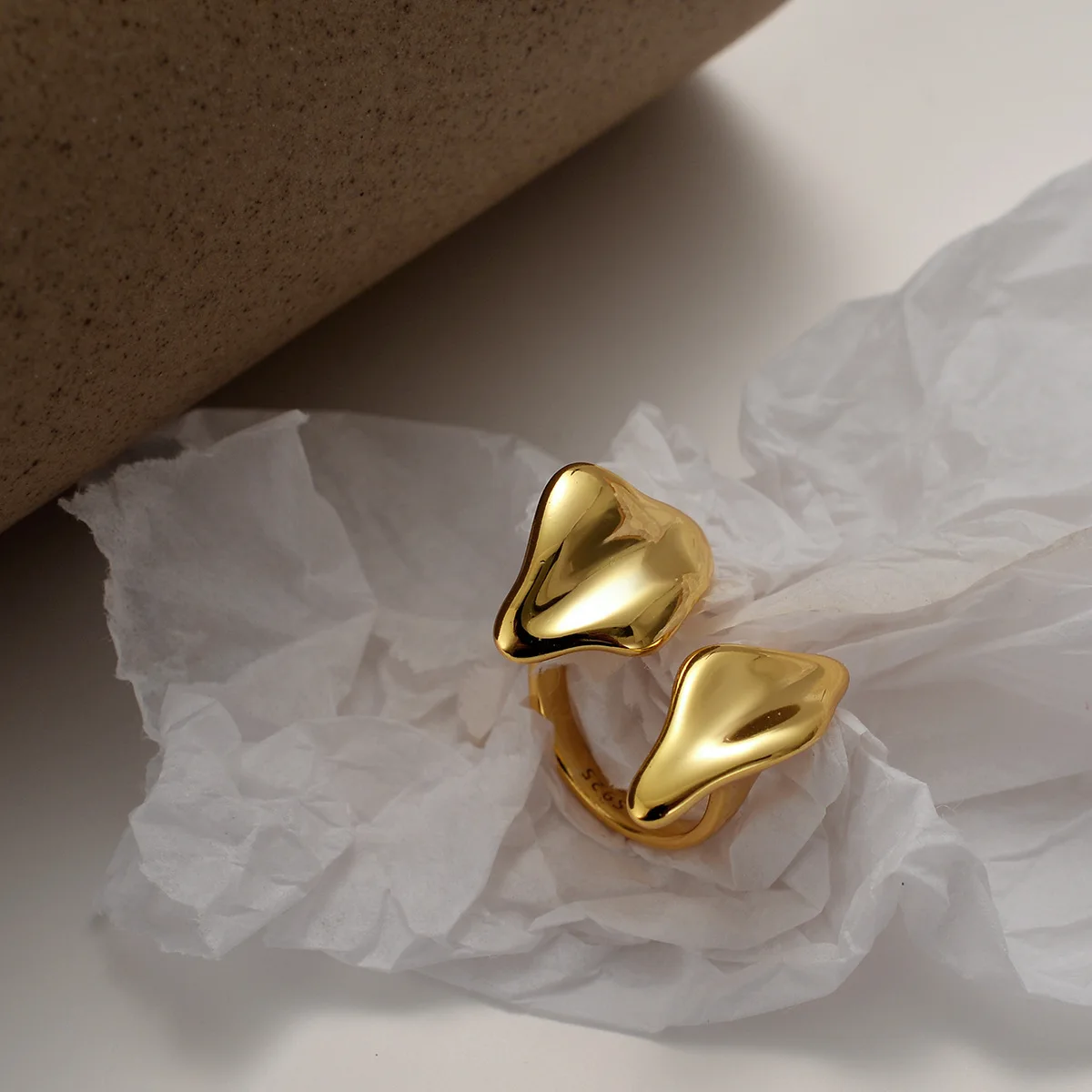 

925 Sterling Silver Simple Smooth Ring Gift For Women Geometry Designer Gold Handmade Gothic Irregular Wedding Open Jewellery