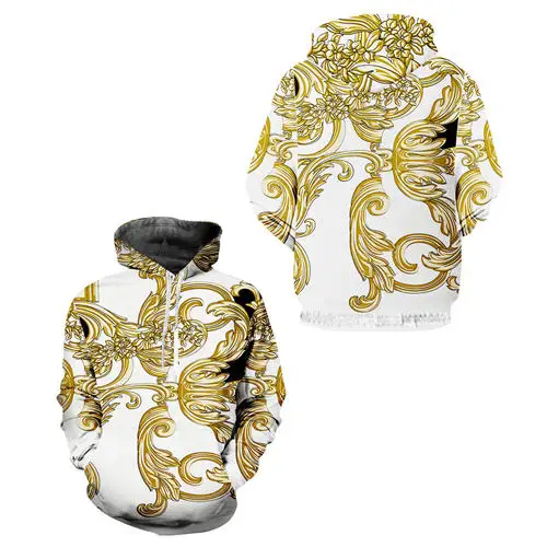 3d hoodie Барокко 3d мужские спортивные костюмы наборы роскошный дворец золотой цветок печати на молнии с капюшоном тренировочные брюки комплект из 2 предметов на заказ одежда унисекс - Цвет: 3d hoodie
