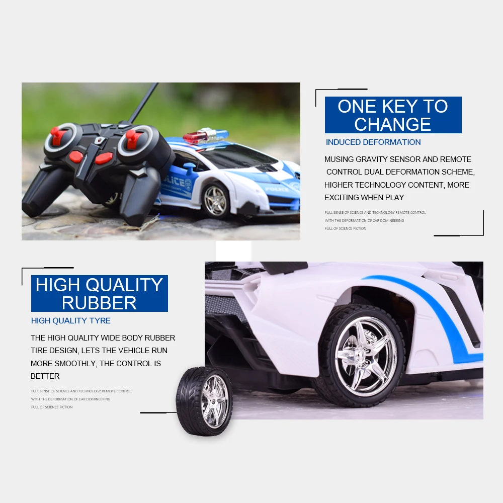 Remote Control Deformation Vehicle RC Model Racing Car One Key to Change Transformer Lamborghini Bugatti Toys for Children Boys