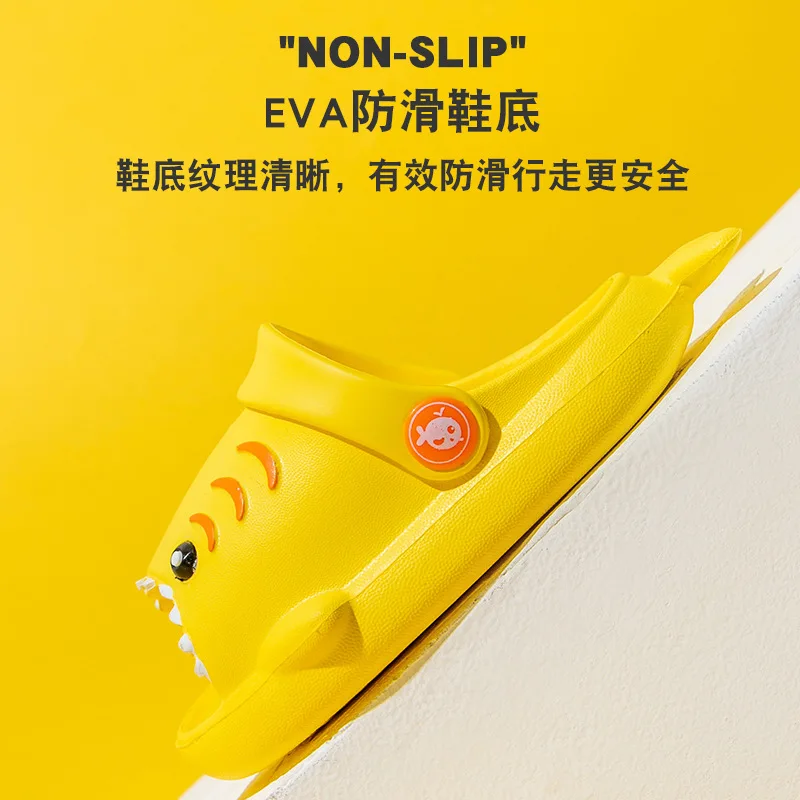 Летние детские шлепанцы Симпатичные тапочки акулы Нескользящие для ванной Для