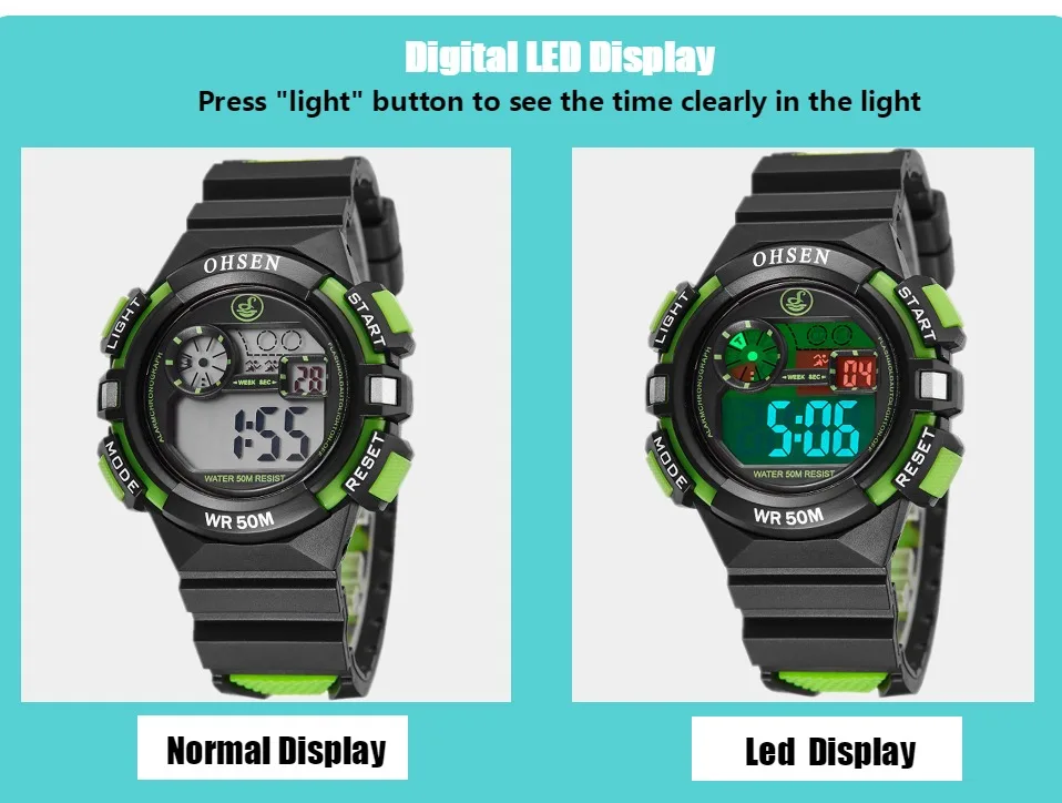 Водонепроницаемые цифровые часы для мальчиков и девочек модные черные детские