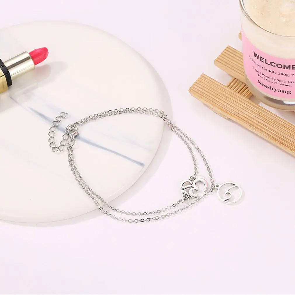 Богемные волны двухслойный пляжный ножной браслет пляжные буквы 3D волна