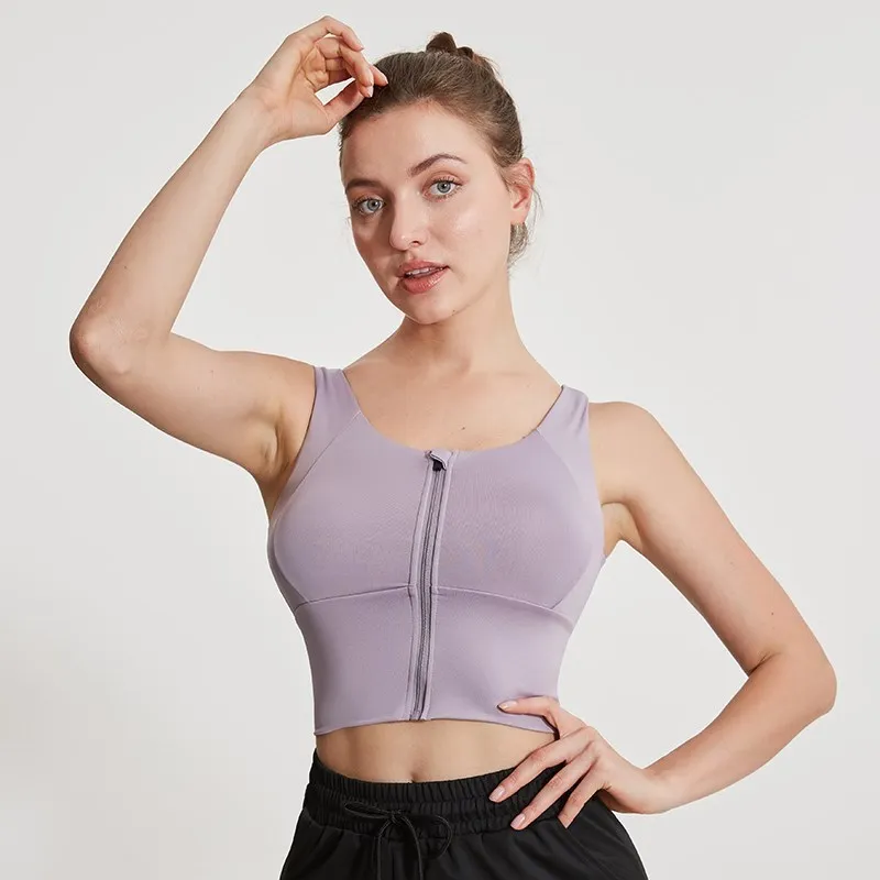 

Women Front Zipper Sports Bras Shockproof Breathable Vest Underwear Gym Fitness Athletic Running Yoga Workout Sport Tops