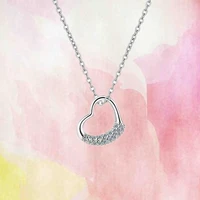 fashion women chain crystal heart silver color pendant necklace jewellery