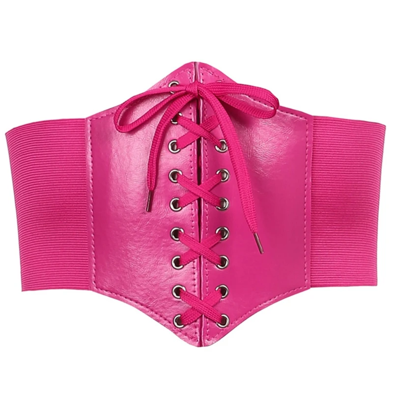 

Women Lace-up Elastic Waist Belt PU Leather High Waist Corset Belt Ultra Super Wide Tied Waspie Belt My19 21 Dropshipping