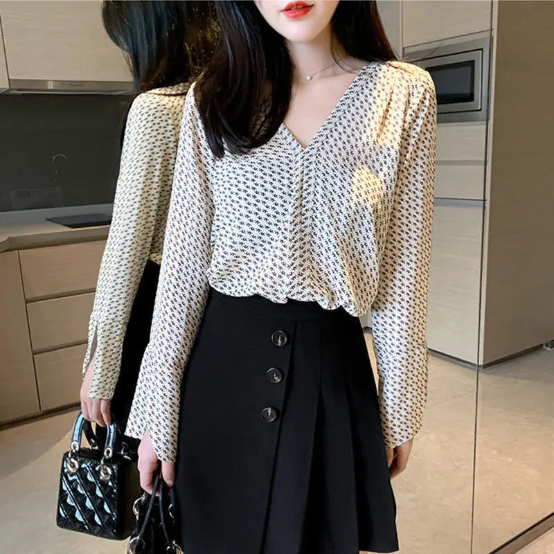 

Blouse Women Autumn Office Ladies Chiffon Tops Women Long Sleeve Shirts Elegant Slim Soft Tee Shirts Women