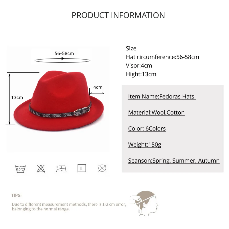 Black Hat Ladies Felt Hat Ladies Fedora Hat Retro Top Hat Ladies Flat Brim Hat Men Street Gambler Hat F71