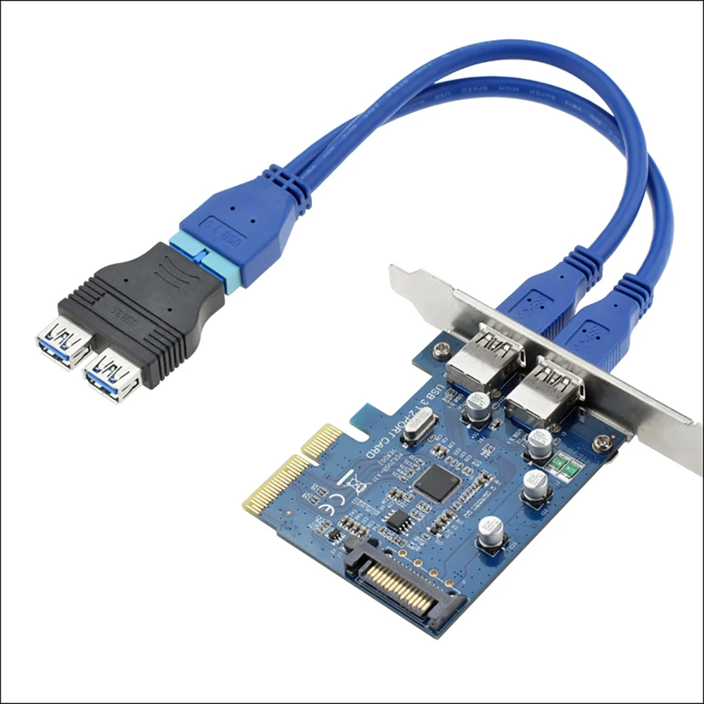 

25cm 0.25m Dual 2 Port USB3.0 USB 3.0 A Male to Motherboard Mainboard 20Pin Cable Adapter 19 Pin USB Extension cable