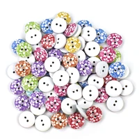 100pcs 15mm flower pattern round shaped wooden button mixed wood buttons 2 holes sewing accessories for clothes diy craft