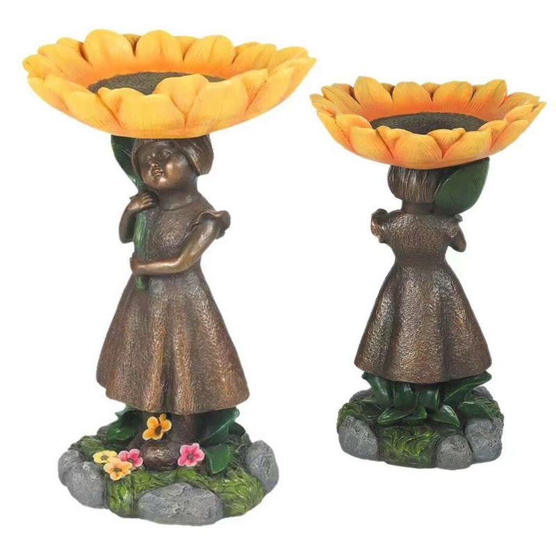 

Статуя подсолнуха из смолы, украшение для сада, искусственная птица, фидерное украшение для сада, двора