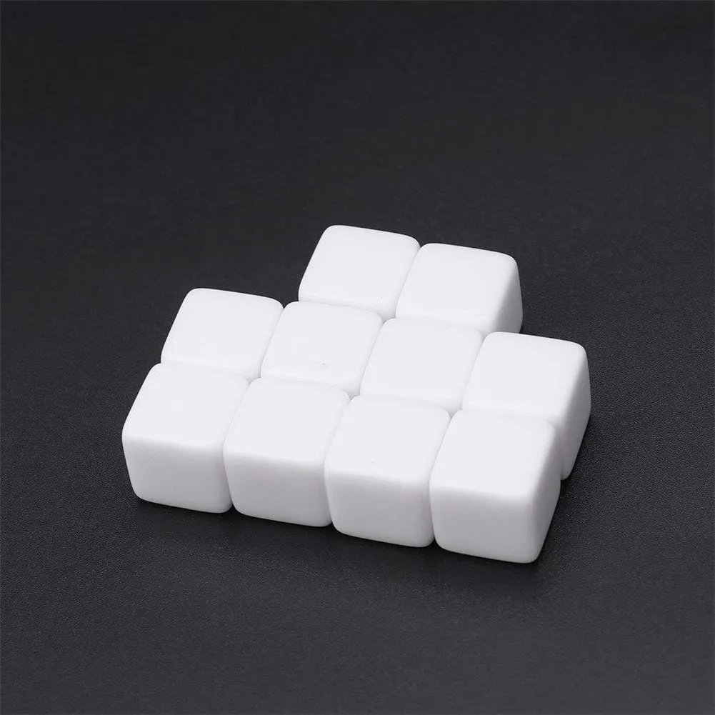 Hot Sale 20pcs Standard Size Blank Dice D6 Six Sided Acrylic RPG Gaming 16mm White For Boardgame Playing Game Accessories | Спорт и