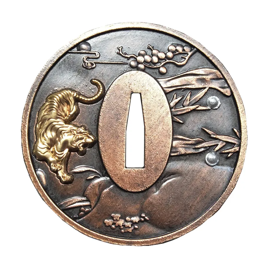 Тигровый меч для катана Wakizashi Набор Фитингов Kirsite Tsuba + Menuki Fuchi Kashira ручка хабаки Seppa