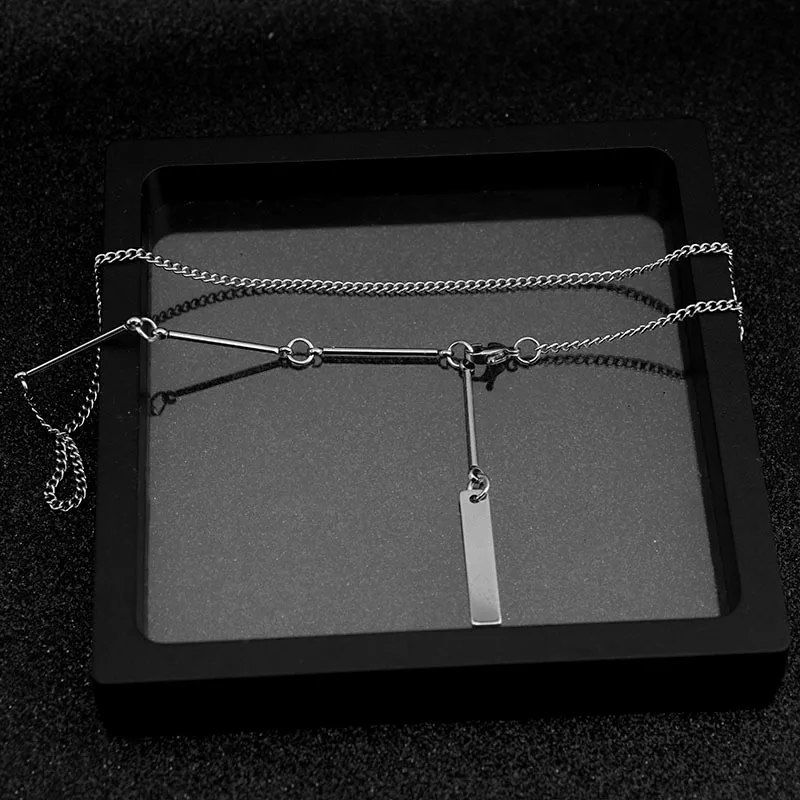 Новое корейское ожерелье из нержавеющей стали с геометрической подвеской в виде