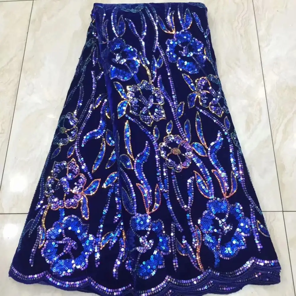 Французская кружевная ткань с пайетками бархатная высокого качества 5 ярдов