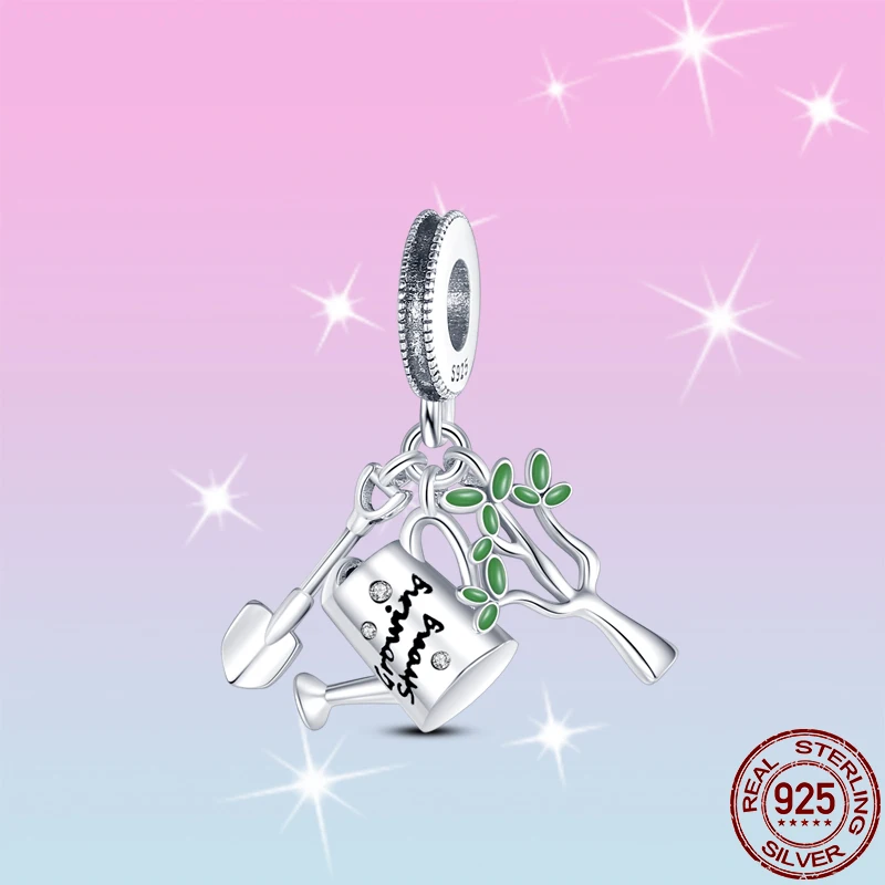 

HOT SALE 100% Sterling Silver 925 Tree Shower Shovel Charms Beads Fit Original Pandora Bracelet For Women Jewelry Gift