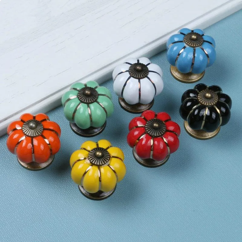 Тыква керамические ручки 40 мм ящика шкаф дверные одно отверстие шкафа с винтами