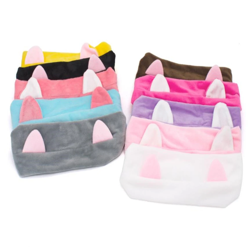 

Повязка на голову с кошачьими ушками для детей, аксессуар для мытья лица, тюрбан, головной убор для женщин, 10 цветов, для девочек