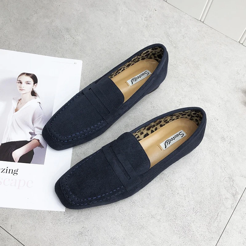 8Navy Wellwalk/черные туфли на плоской подошве; женские лоферы; обувь без шнуровки; женские балетки на плоской подошве; женские мокасины; женские балетки на плоской подошве с квадратным носком - Цвет: 8Navy