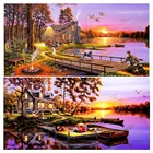 Алмазная 5D картина сделай сам, картина из круглых страз с изображением озера Landspace, домашний декор