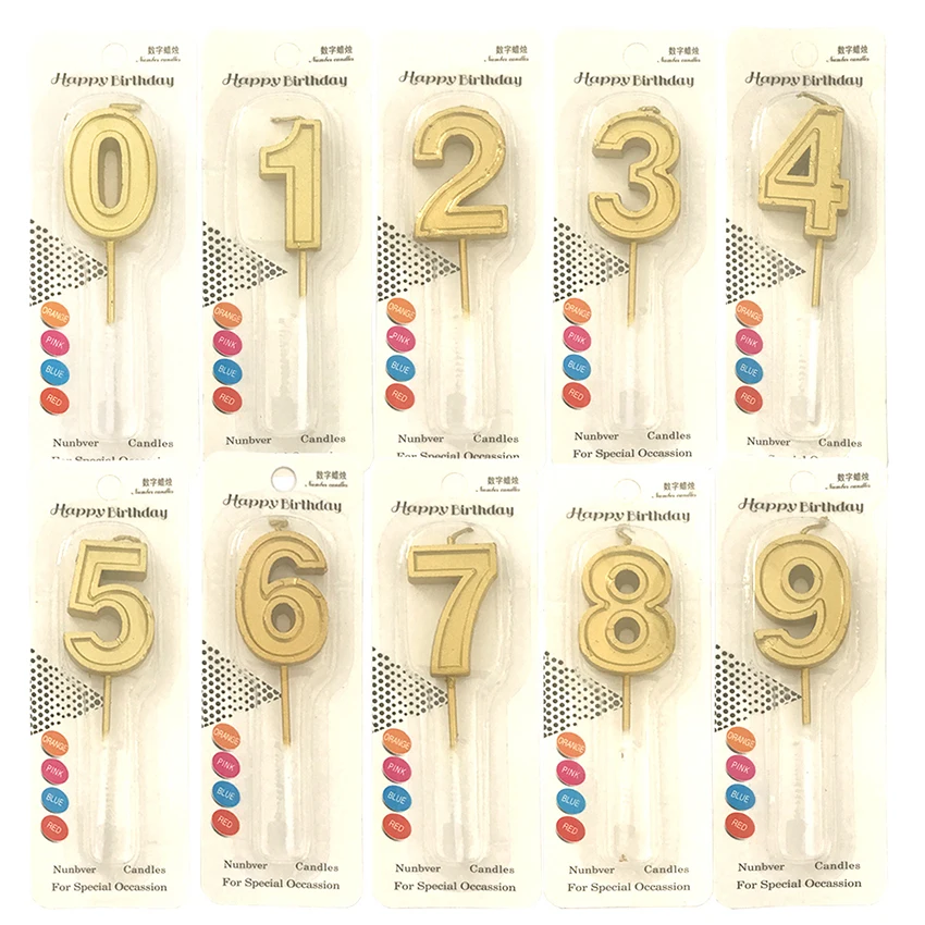 Golden Number Birthday Candle for Happy Party 0-9 Cake Topper Decoration Adults Kids | Дом и сад