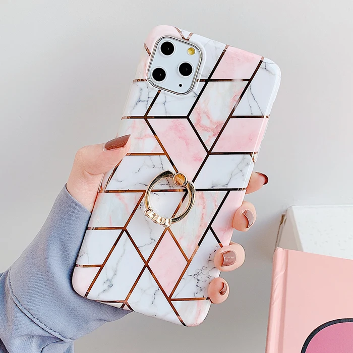 Чехол для телефона LACK для iPhone 11 11Pro Max XR X XS Max 6 6S 7 8Plus Роскошный Мраморный чехол с кольцом-подставкой - Color: Style 12