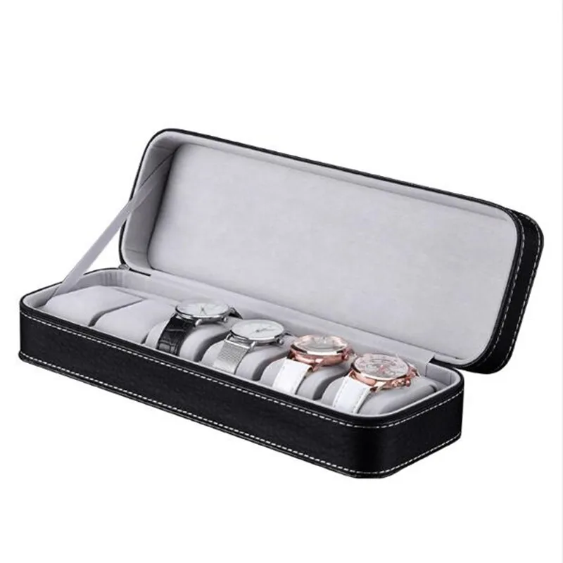 A 6 Grid Watch Box 2/4/6/8/10/12 Сетки Караульная будка Портативный на молнии из искусственной кожи кварцевые часы Чехол держатель Органайзер для украшений Дисплей Коробки лучший подарок - Цвет: A 6 Grid Watch Box