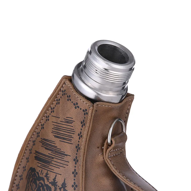 

UNTIOR 1500ML Metal Hip Flask Horn Flagon Outdoor Wine Bottle Large-Capacity Alcohol Flask Leather Case Large Gift Set Drinkware