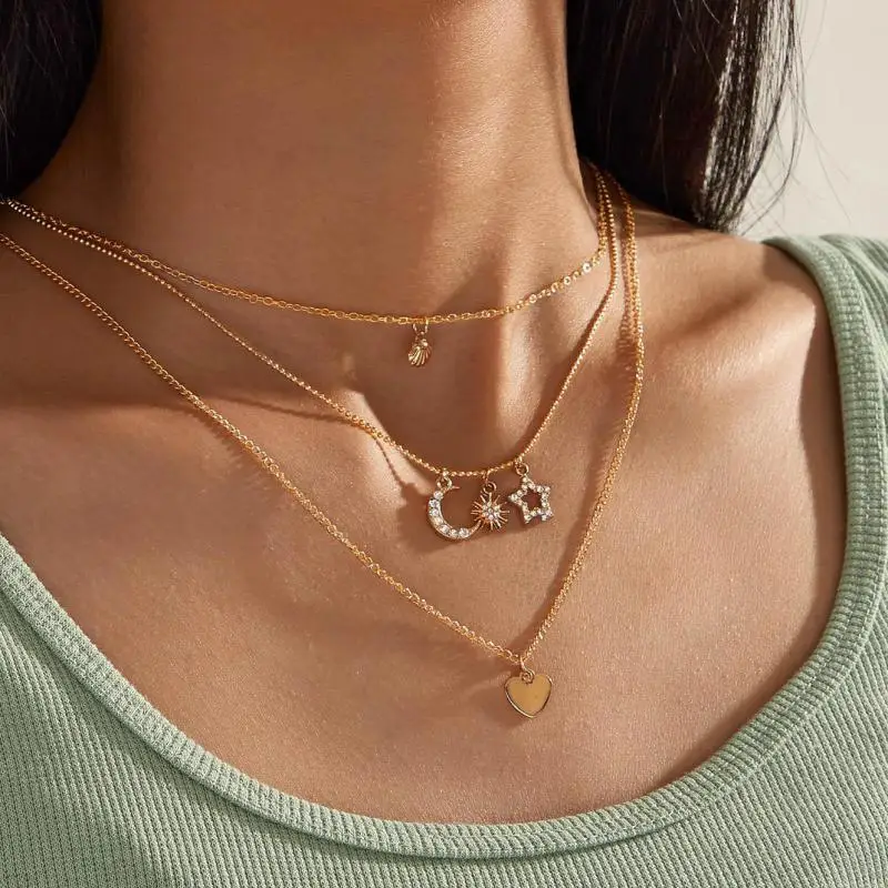 Ожерелье женское из сплава с Луной и звездой цепочка в готическом стиле |