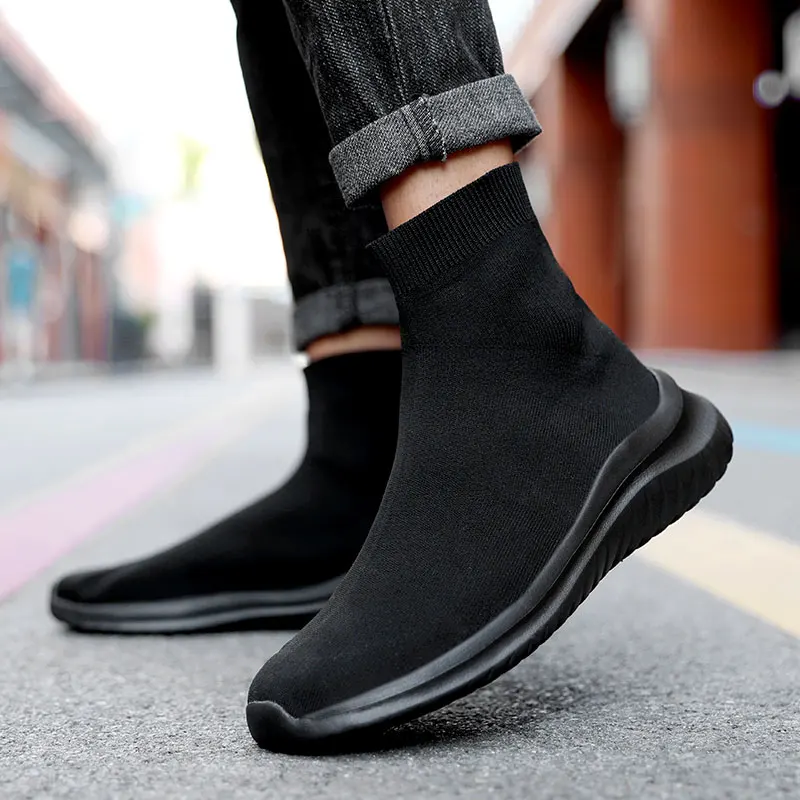 

Women Shoes Fashion Knit Sock Sneakers Black Casual Sports Vulcanized Shoes Breathable Lightweight Comfortable Female Shoes 2021