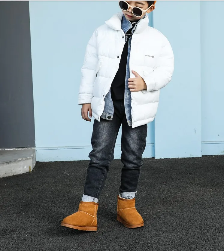 

Kids Snow Boots Genuine Leather Fur child Top High Quality Australia Boots Winter Boots for Boys Baby girls Warm boot