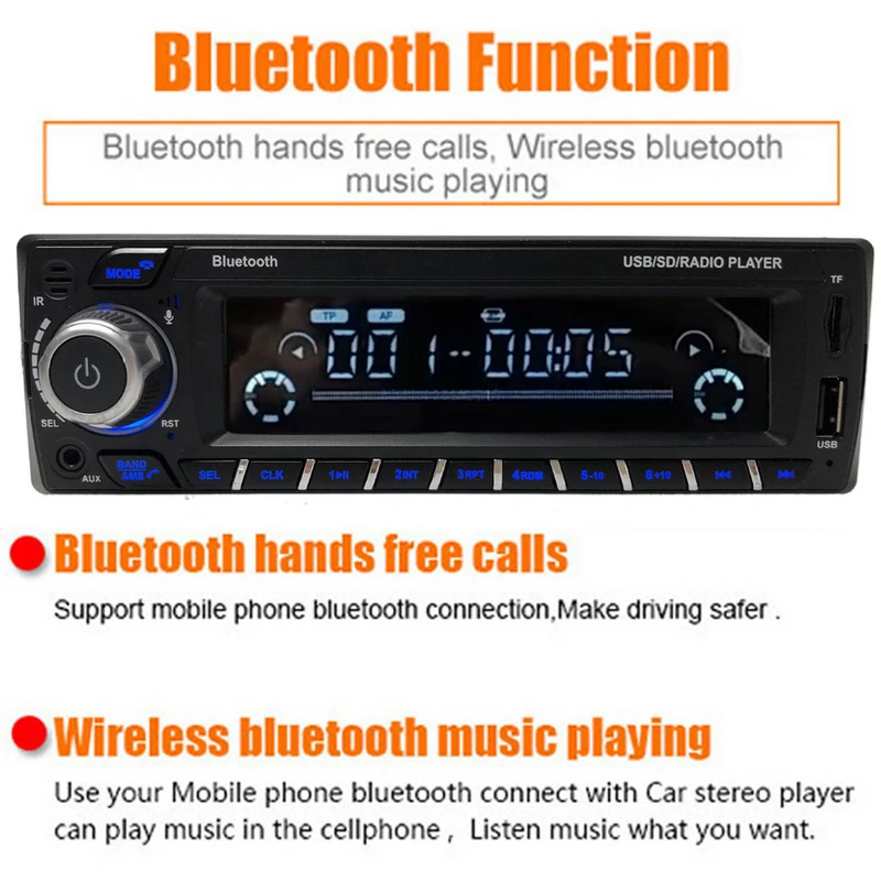 1 Din Car Radio DAB+ Digital Audio Broadcast RDS MP3/WMA Car Bluetooth Card Machine LCD Screen FM USB SD 2018 New Hands-Free images - 6