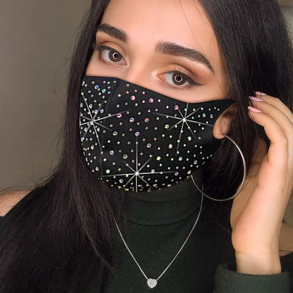 

Luxury Jewelry Bling Mask With Rhinestones Christmas Masks For Women Fashion Elastic Mask Crystal Decorative Mask Dancer Party