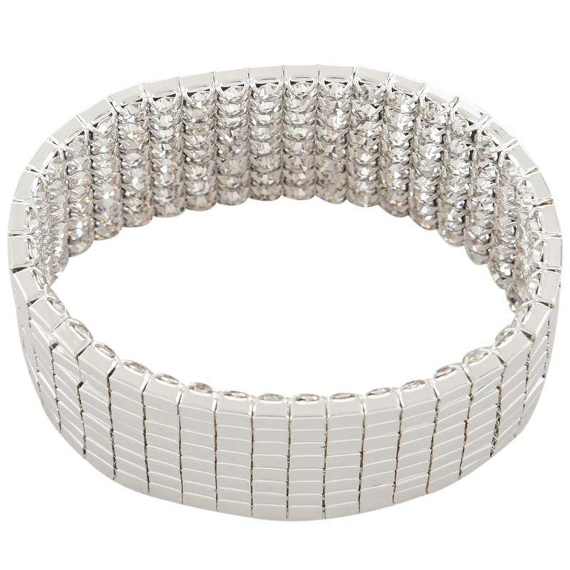 

27Mm Silver Plated Bracelet Bangle Rhinestone Jewelry