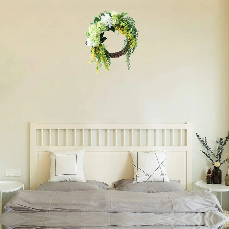 

NEW Artificial Hydrangea Wreath Jasminum Wreath,Spring Wreath for Home Wedding Wall Window Door Decoration