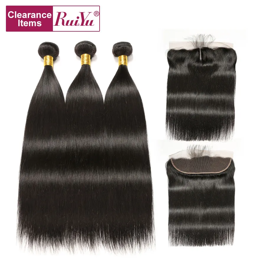Бразильские прямые пучки волос с фронтальной не-Remy человеческие закрытием RUIYU |