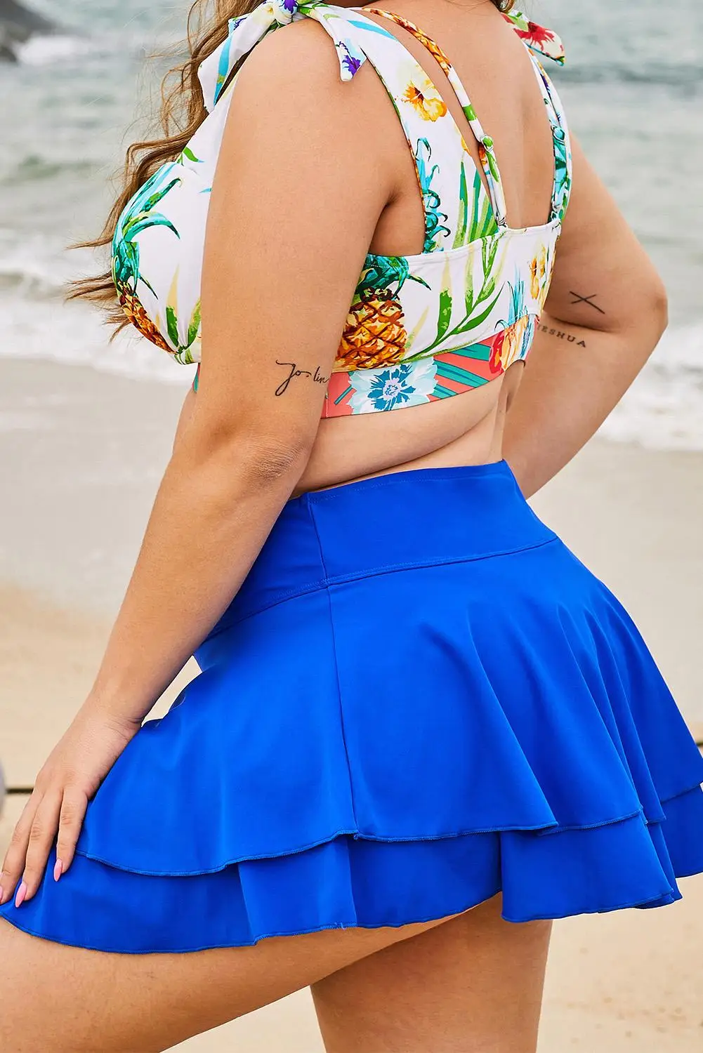 Пикантная двухслойная пляжная юбка с оборками бикини купальный костюм накидка