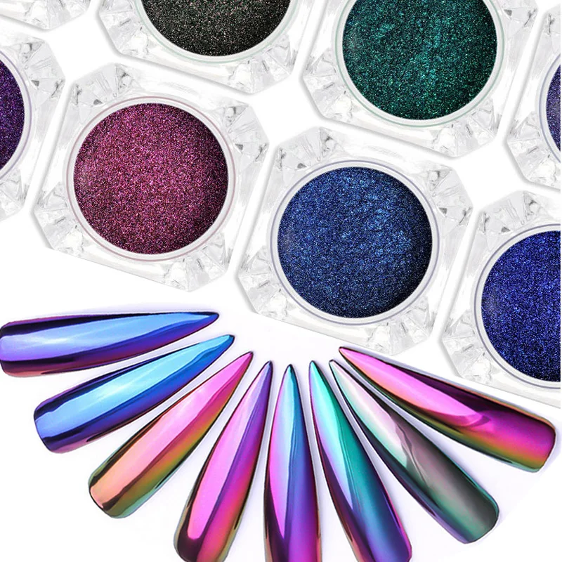 8 цветов хромированный брикет хамелеон лампы для украшения ногтей Аврора порошок