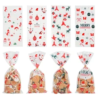 50pcslot 27x13cm santa claus tree christmas gift bags cartoon plastic candy bag christmas cookie packaging pouch for xmas decor