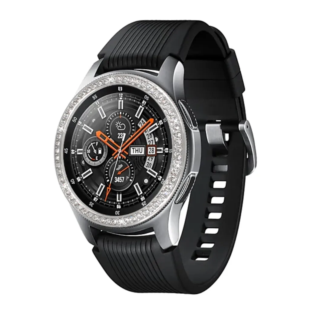 Для samsung Galaxy Watch 46 мм, драгоценный камень кольцо клеющаяся крышка против царапин Металл Нержавеющая сталь Смарт-часы аксессуары