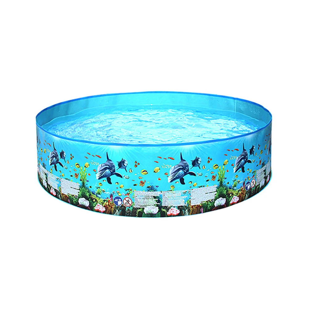 

Outdoor Backyard Fashion Kids Foldable Round Pool Marine Pattern Swimming Pools Easy Carrying Swimming Durable Parts