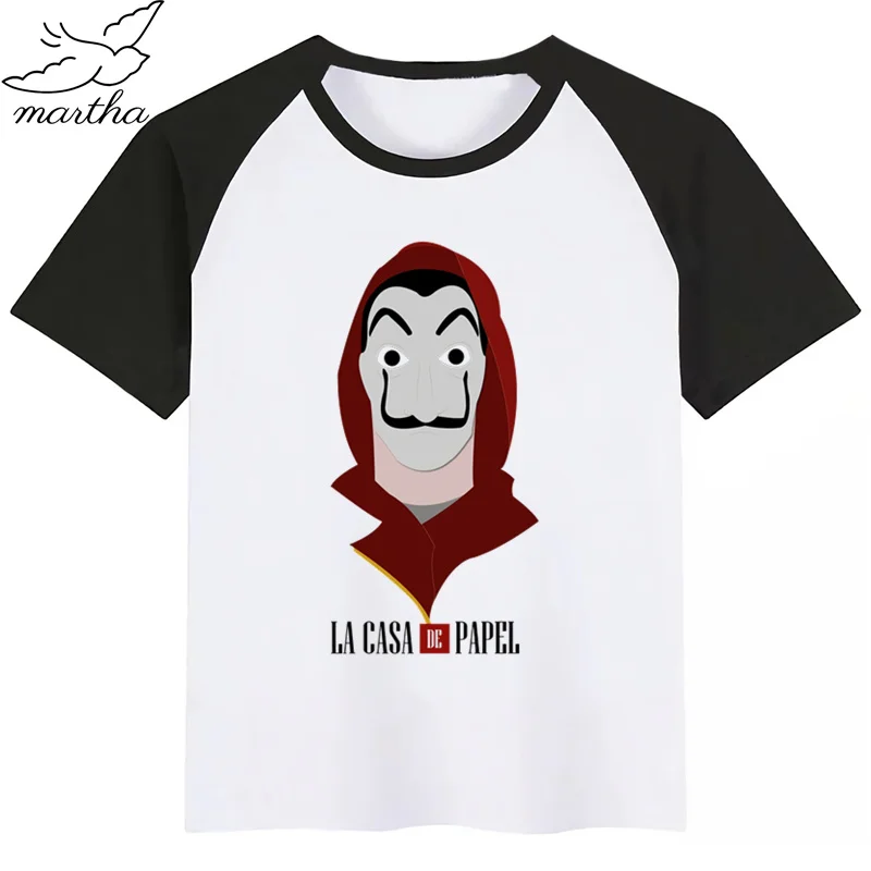 La Casa De Papel/футболка для мальчиков и девочек с мультипликационным принтом детская