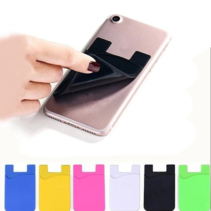 

Men Women Cell Phone Card Holder Sticker Bus Card Business Credit ID Card Holder Slim Case Cover Pocket on 3M Adhesive