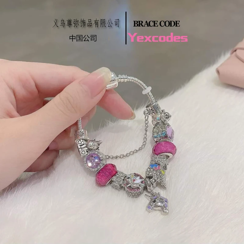 

Cross-Border Charm Women Bangles Direct Supply DIY Colorful Unicorn Beaded Pendant Pendant Brand Bracelet Female Gifts