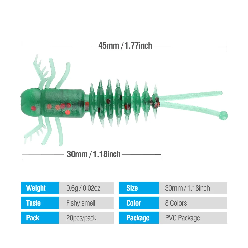 DONQL 20 шт. Мягкая силиконовая приманка для джиггинга личинка рыболовная 45 мм 0 6 г
