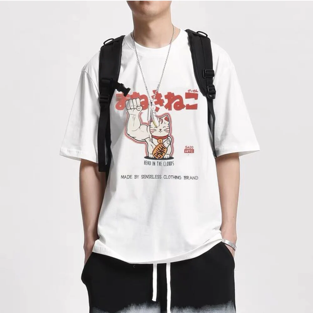 LACIBLE для мужчин в стиле хип хоп Харадзюку уличная одежда футболка Фортуна Cat