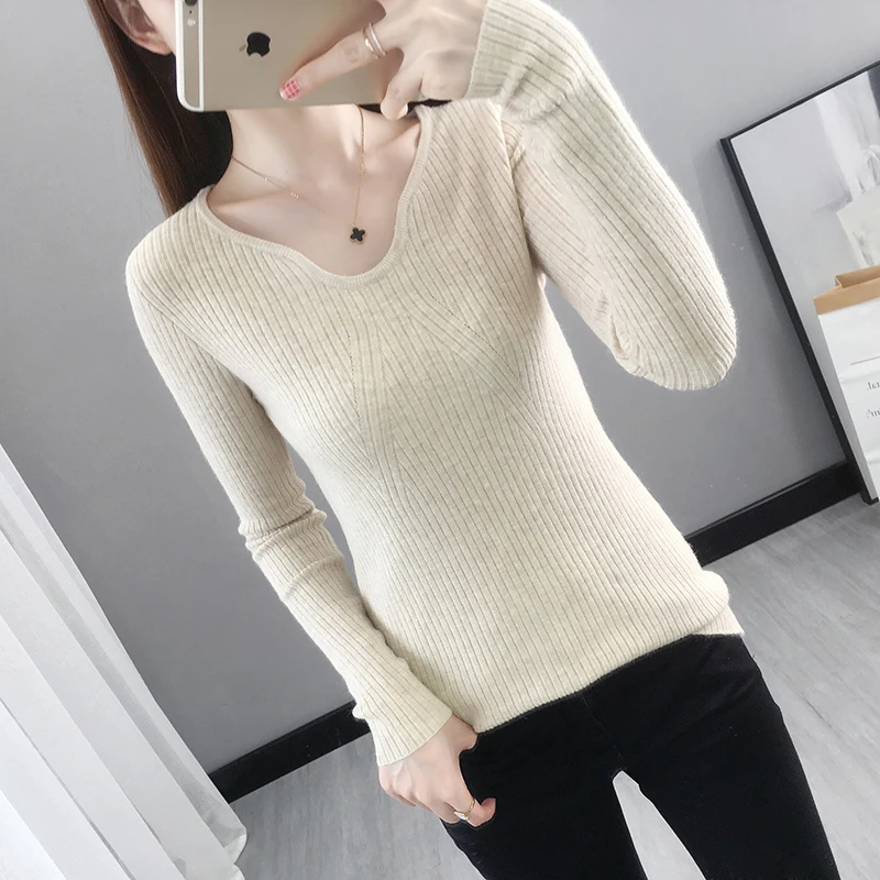 

7 row under 3 】 pure color necklines will cultivate morality show thin knitting render unlined upper garment [1690] 32