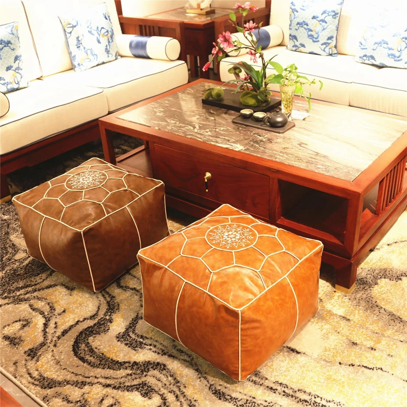 Вышивать ремесло марокканский подушка из искусственной кожи пуф пол сиденья