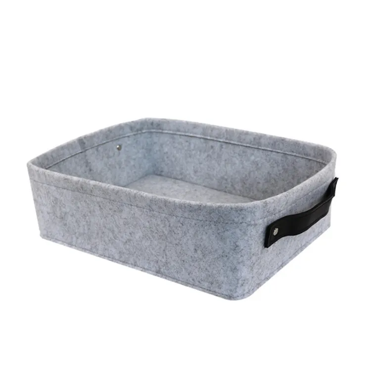 

Large Capacity for Home Storages Sundries Books Dirty Clothes Finishing Baskets Felt Cloth Storage Basket with Handles
