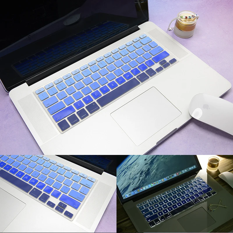 us blue Силиконовый чехол для клавиатуры для ноутбука США для MacBook Air retina Pro 13 15 17 дюйм чехол для клавиатуры наклейка клавиатуры A1369 A1466 A1502 - Цвет: us blue